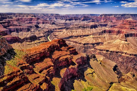 Grand canyon vivid day landscape view, Arizona, USA