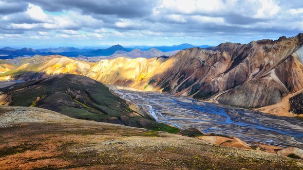 Landmannalaugar colorful mountains landscape day view, Iceland