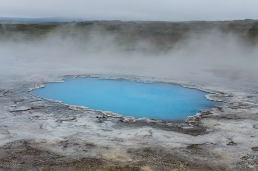 Detail of blue geothermal hot pond in Hveravellir, Iceland