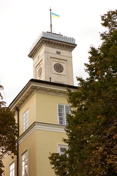 city hall. A high building of the city of Lvov. Ukraine