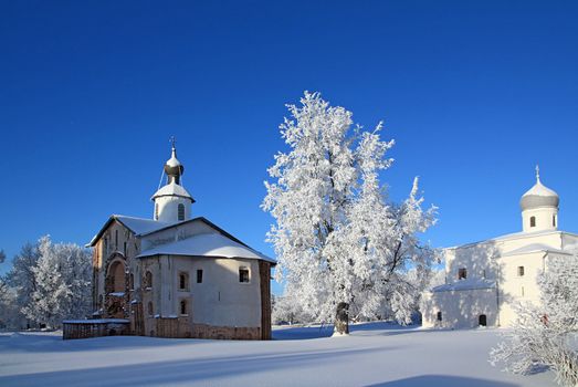 christian orthodox church on snow field