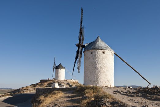 Traditional wind mills in the province of Toledo in Spain, which were reflected by Miguel de Cervantes in his "Don Quixote"