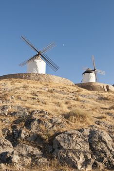 Traditional wind mills in the province of Toledo in Spain, which were reflected by Miguel de Cervantes in his "Don Quixote"