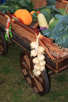 vegetables in cart on rural market