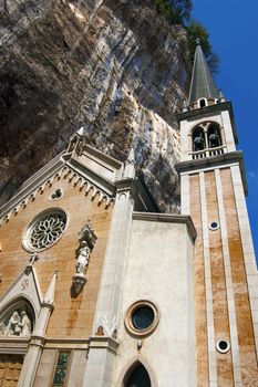 Shrine and Basilica Madonna della Corona to peak along the rock face
