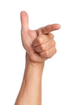 Man hand sign isolated on white background