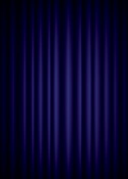 Closed blue theater silk curtain background with wave,