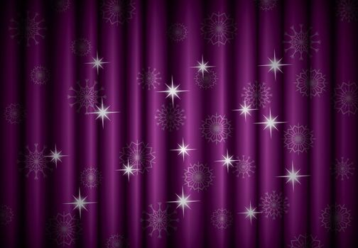 Christmas violet curtain background with snowflakes,