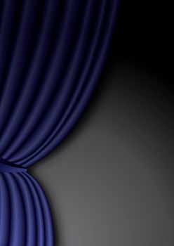 Blue theater silk curtain background with wave,