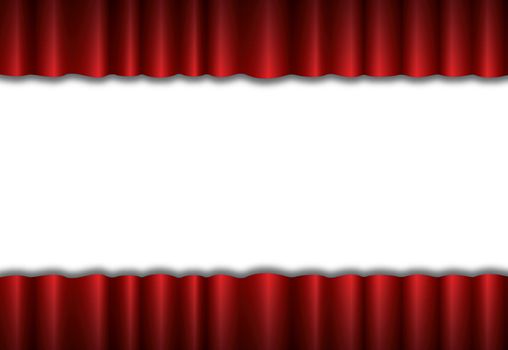 Red theater silk curtain background with wave,