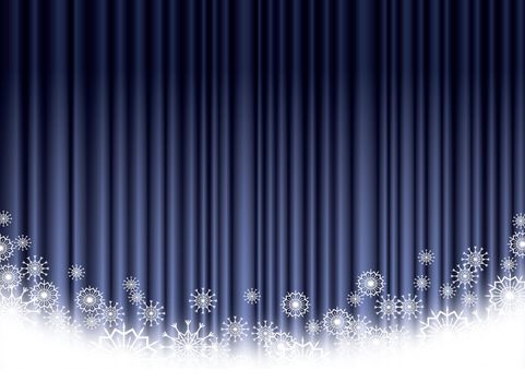 Christmas blue curtain background with snowflakes,