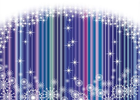 Christmas blue curtain background with snowflakes,