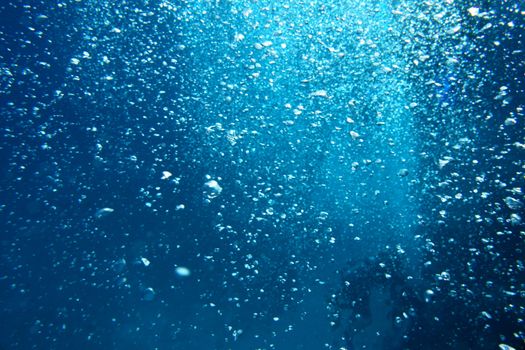 bubbles in fresh blue clear water in the red sea