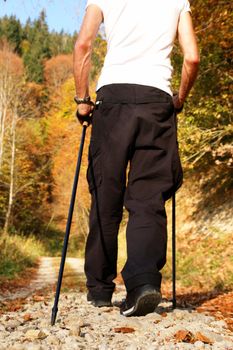 nordic walking at autumn time