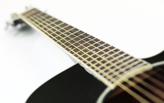 Black guitar on a white background, you can paste text