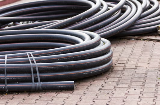 Underground electrical conduits in progress of work