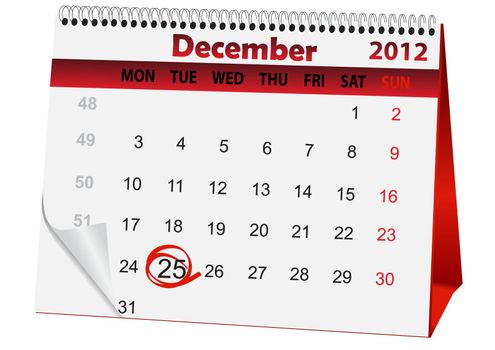 icon in the form of a calendar for Christmas