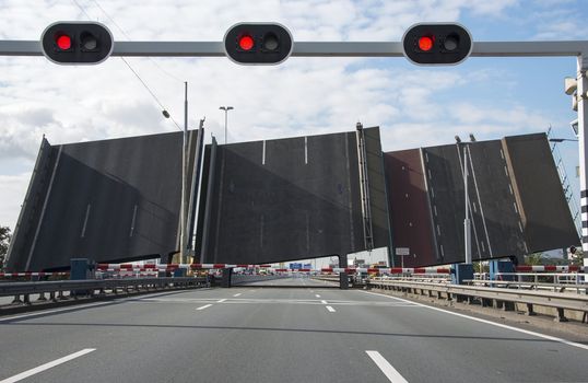 open bridge in three parts in Holland