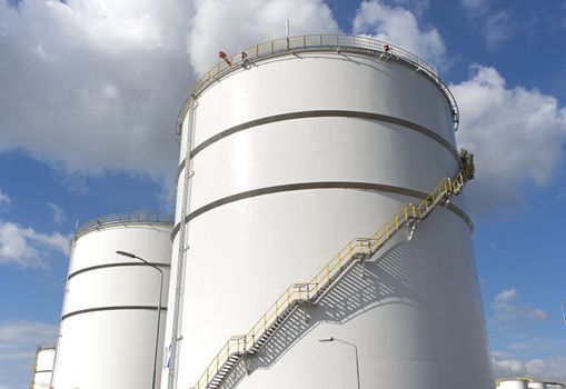 oil storage tanks in refinery Netherlands industrial area of Europoort near Rotterdam