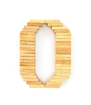 english alphabet  letters from wooden domino on white background, letter O