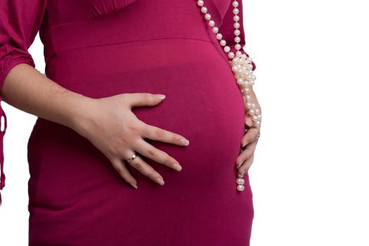 pregnant girl on a white background