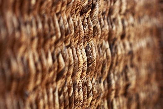 The texture of wicker baskets in beige - macro