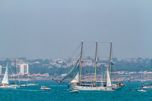 CADIZ, SPAIN - JUL 29: Polish Ship, Kapitan Borchardt setting sail on the Tall ship races 2012 on July 29 , 2012, in Cadiz , Spain
