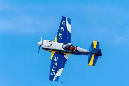 CADIZ, SPAIN-SEP 09:  Aircraft Staudacher of Jorge Macias taking part in an exhibition on the 5th airshow of Cadiz on Sep 09, 2012, in Cadiz, Spain