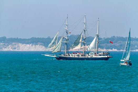 CADIZ, SPAIN - JUL 29: English  Ship, Lord Nelson setting sail on the Tall ship races 2012 on July 29 , 2012, in Cadiz , Spain