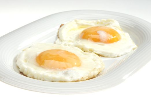 A pair of eggs on the plate