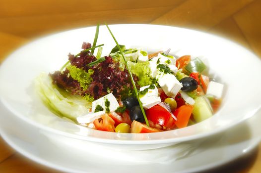 Greek salad w fetta cheese and vegetable