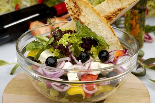 Greek salad w fetta cheese and vegetable