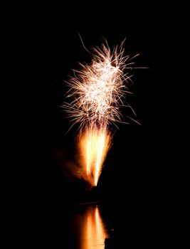 Colorful fireworks on the black sky background