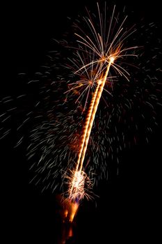 Colorful fireworks on the black sky background