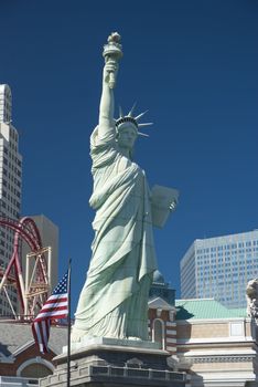 LAS VEGAS - SEPTEMBER 25: New York-New York resort on September 25, 2010. The Statue of Liberty in Las Vegas is the scale replica of The Stattue of Liberty in New York City