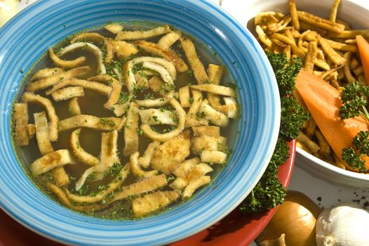 Beef soup w pancake noodles