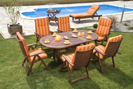 The Garden furniture by the pool