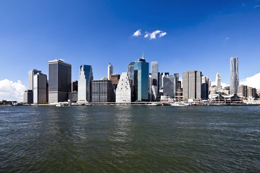 The New York City Downtown skyline at the afternoon