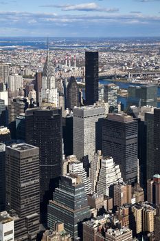 The New York City panorama with Chrysler building and Queensboro bridge
