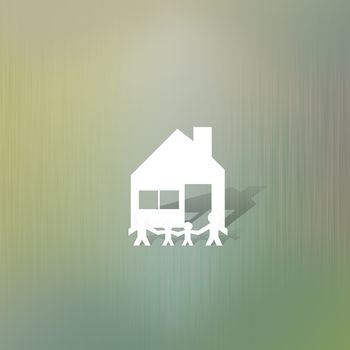 Family home of paper cut on abstract background