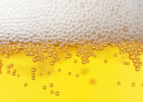 The Fresh beer foam bubbled glass texture