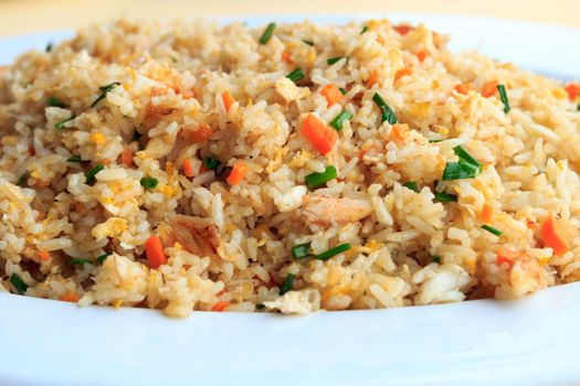 Closeup fried rice with crab meat, thai-chinese food.