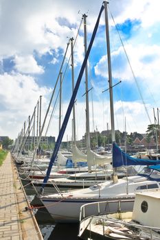 Boats at the marina Huizen. Netherlands 