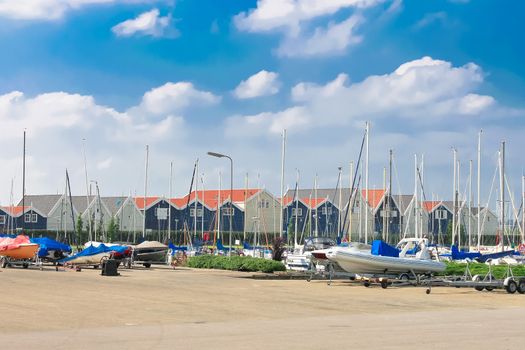 Boats at the marina Huizen. Netherlands 