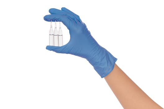 laboratory assistant take ampules for making a vaccination