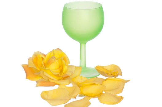 tumbler with yellow rose on the party