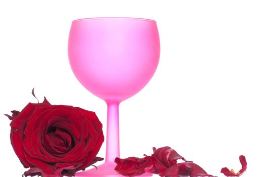 tumbler with red rose on the party