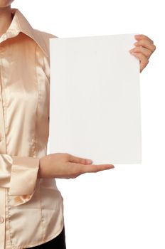 The new worker holds the white blank paper in the hand