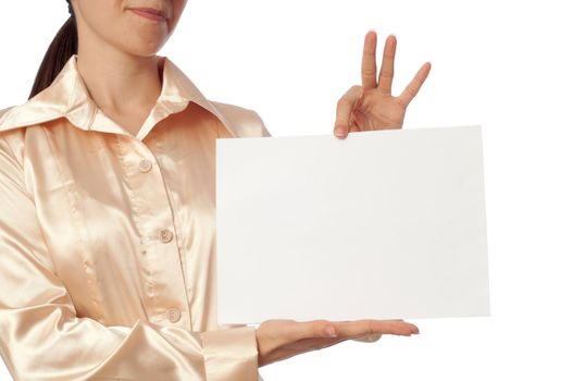 The new worker holds the white blank paper in the hand