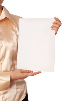 The new worker holds the white blank paper in the hand